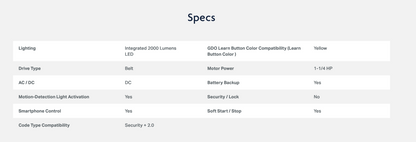 Chamberlain Corner to Corner Lighting™ LED Wi-Fi Ultra-Quiet Battery Backup Garage Door Opener - Garage and Sliding Door Hardware