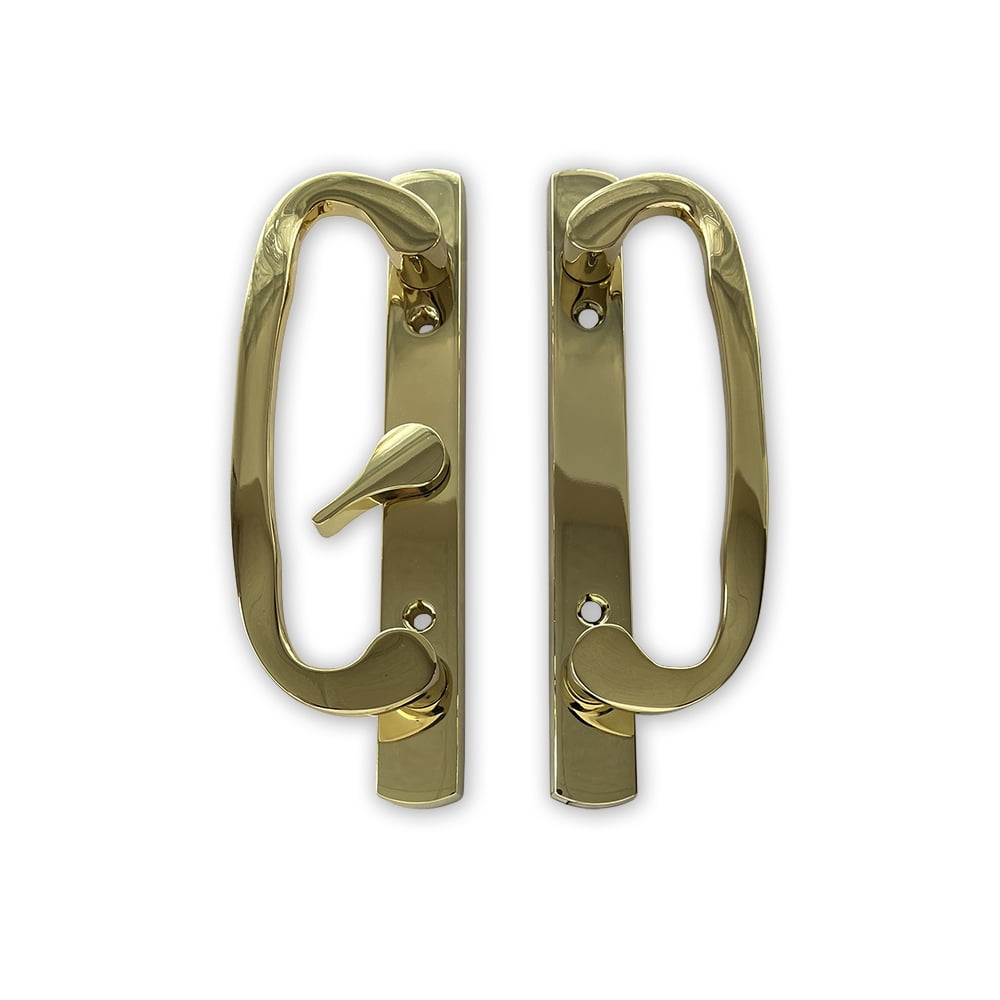 (DH-211-GOLD) Legacy Handle Set for Sliding Doors, 3-15/16" Hole Space- GOLD- CENTER LATCH - Garage and Sliding Door Hardware