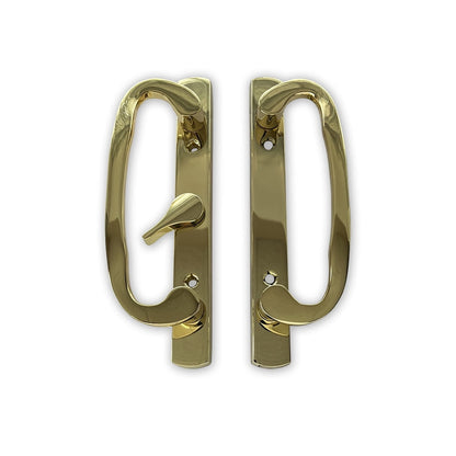 (DH-211-GOLD) Legacy Handle Set for Sliding Doors, 3-15/16" Hole Space- GOLD- CENTER LATCH - Garage and Sliding Door Hardware