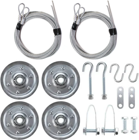 Garage Door Extension Bundle Kit with cables, pulleys, bolts and nuts for 8’ Feet Door