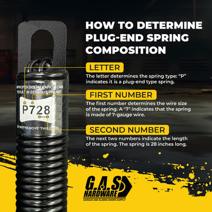 (P728) 28 in. Plug-End Extension Spring (0.177 in. No. 7 Wire) (PAIR) - Garage and Sliding Door Hardware