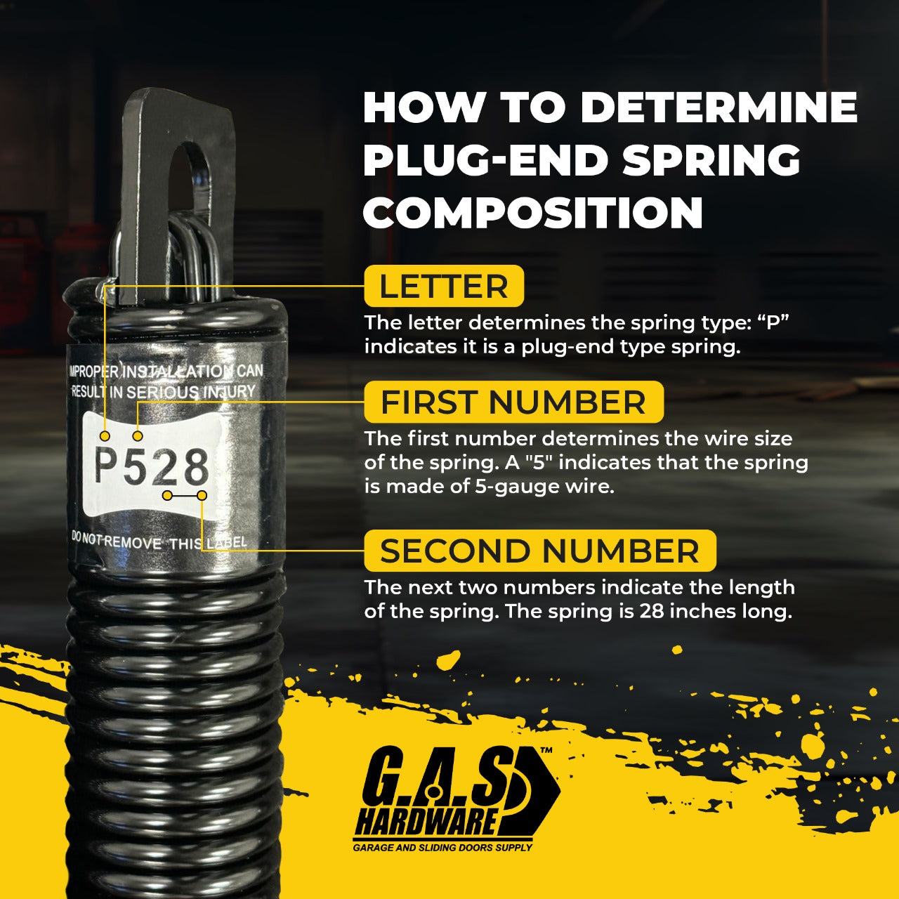 (P528) 28 in. Plug-End Extension Spring (0.207 in. No. 5 Wire) (PAIR) - Garage and Sliding Door Hardware