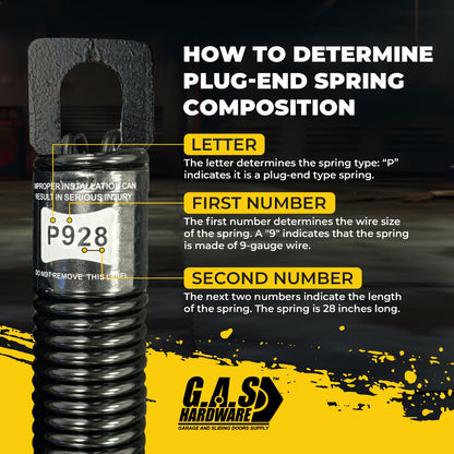 (P928) 28 in. Plug-End Extension Springs (0.148 in. No. 9 Wire) (Pair) - Garage and Sliding Door Hardware