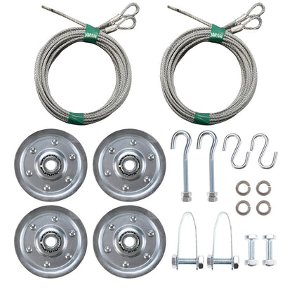 Garage Door Extension Bundle Kit For 7’ Feet Door - Pulleys, Bolts, Nuts, Washers, S Hooks, Clevis Fork, Eye Bolts, Cables - Garage and Sliding Door Hardware