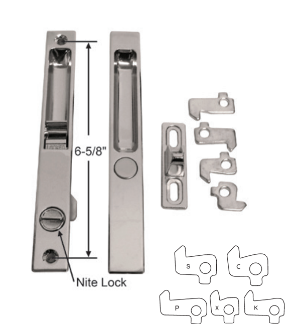 (DL-503) Pan-Am Flush Mount Lock Set for Sliding Doors, 6-5/8" Hole Space - Garage and Sliding Door Hardware
