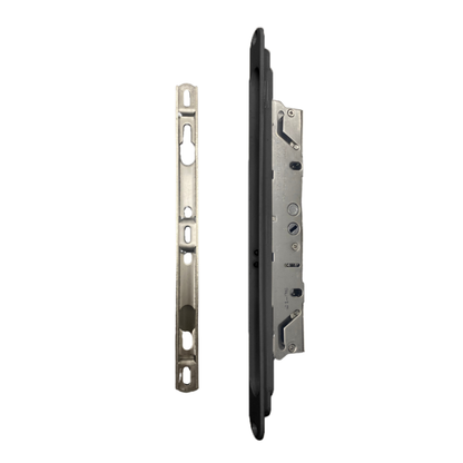 (DL-775-B) Brixwell Multipoint Mortise Lock + Keeper and Screws, BLACK - Garage and Sliding Door Hardware