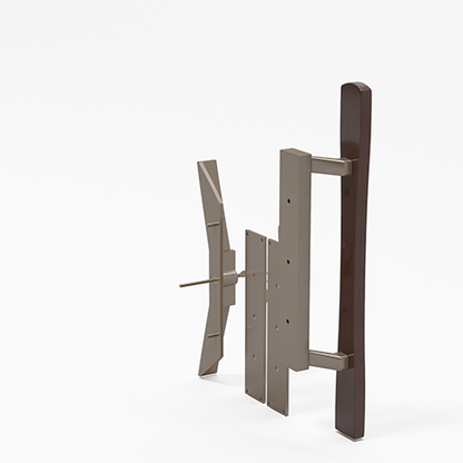 (DH-113) Sliding Patio Door Keyed Aluminum With Wood Handle Set, 3-15/16" Hole Space - Garage and Sliding Door Hardware