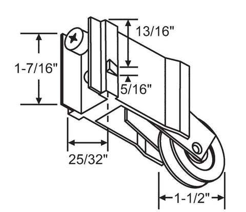 Wallace Sliding Door Patio Roller DR-9-237 - NYLON WHEEL