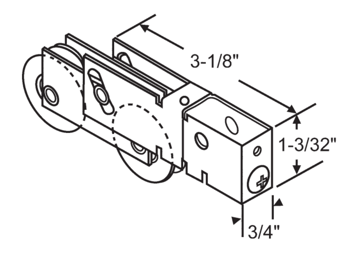 Acorn Tandem Sliding Glass Door Assembly Roller Replacement with Precision Bearing Steel Wheels - Garage and Sliding Door Hardware
