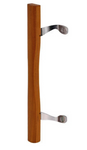 Chrome Diecast Sliding Door Handle Set with Wood Pull Handle | Flush Mount, Non-Keyed, 6-5/8" Screw Hole Spacing | Sliding Door Handle Replacement Repair Fix Sliding Door