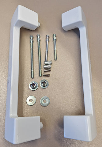 White Interlock Crest Sliding Patio Door Handle 13-714W - Garage and Sliding Door Hardware