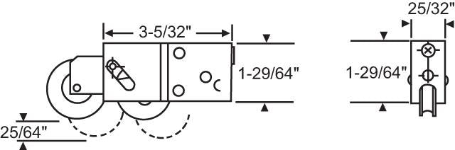 (DR-254-NYLON) Pan-Am Tandem Roller for Sliding Glass Doors with NYLON wheels - Garage and Sliding Door Hardware