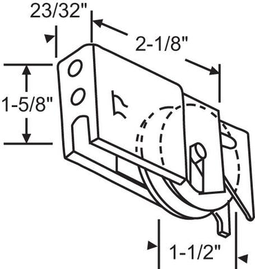 (DR-128-SP) Keller Harcar Roller for Sliding Glass Doors