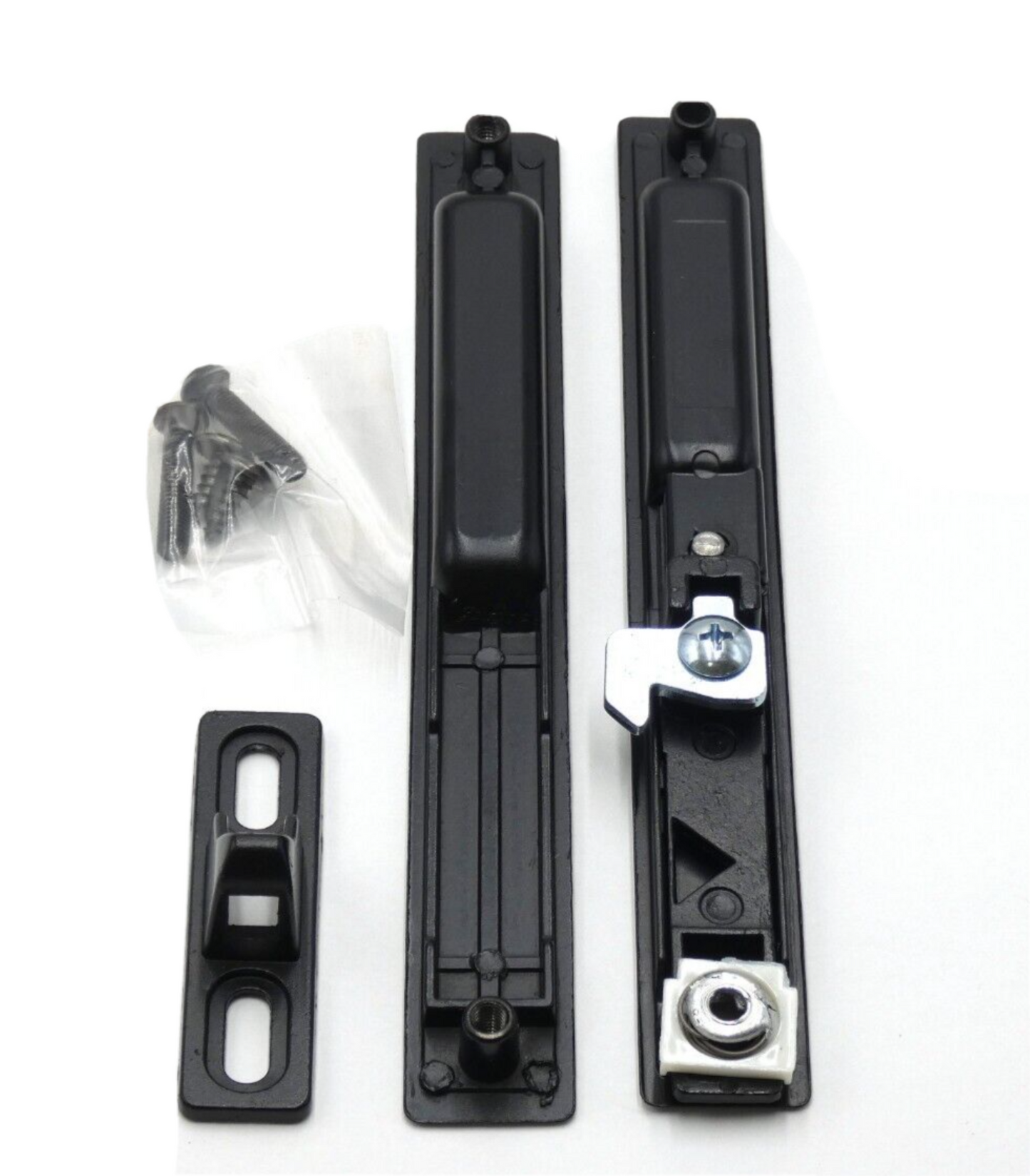 Sliding Door Lock, Non-Keyed, Flush Mount, White, 6-9/16" Screw Holes (DL-504) - Garage and Sliding Door Hardware