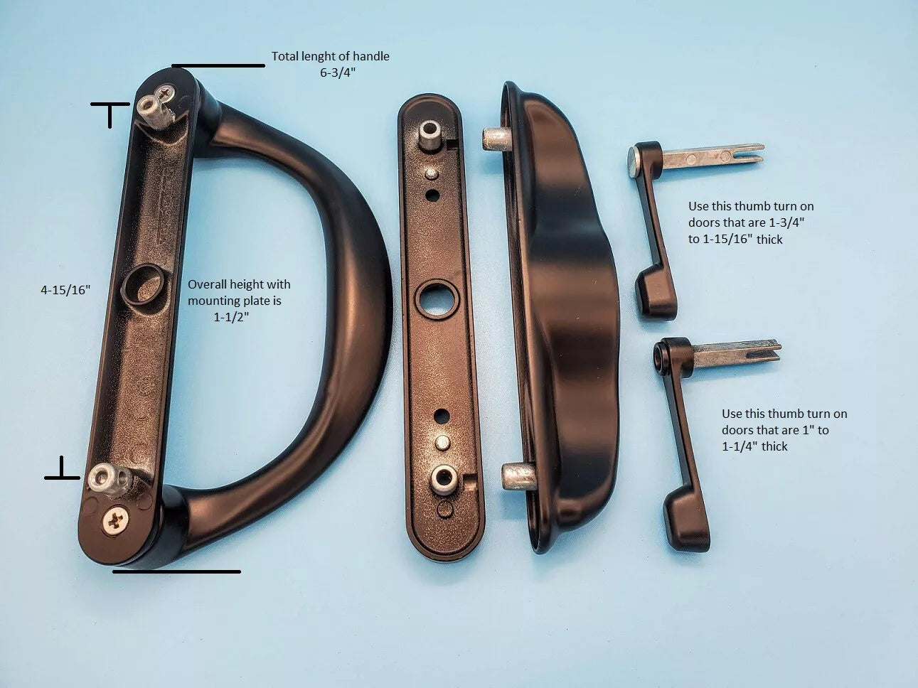 Involute Sliding Patio Door Handle Set, Fits 4-15/16" Hole Spacing - Garage and Sliding Door Hardware