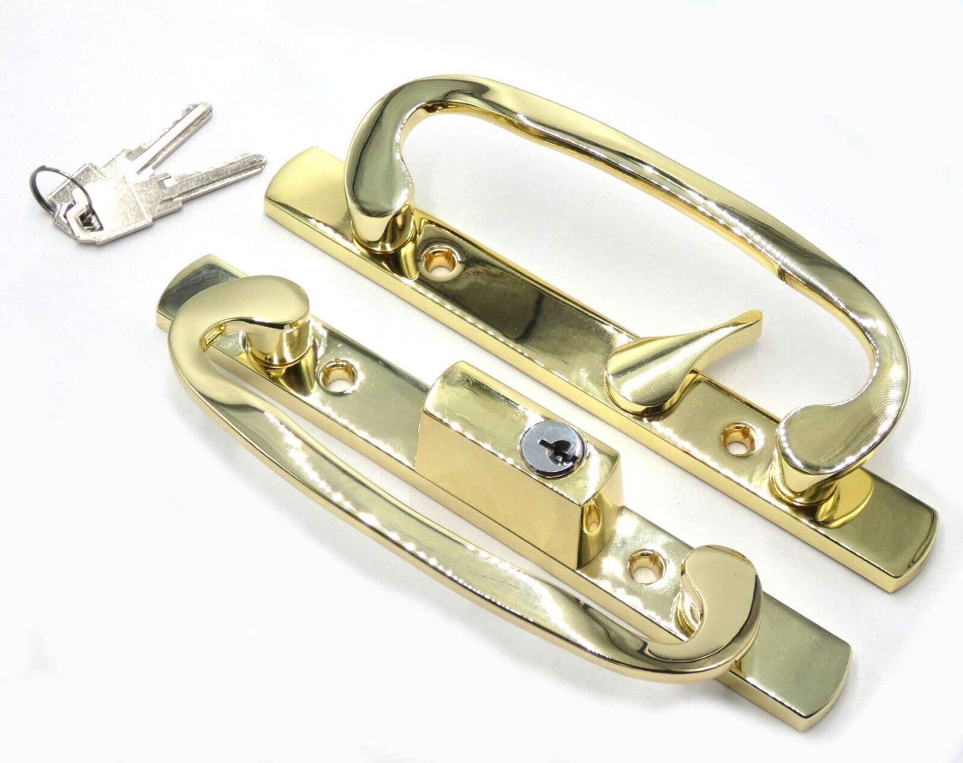 Sliding Door Handle Set, Sash Controls 2265, Keyed Lock, Mortise Type, Fits 3-15/16" Screw Holes, Offset Latch - Garage and Sliding Door Hardware