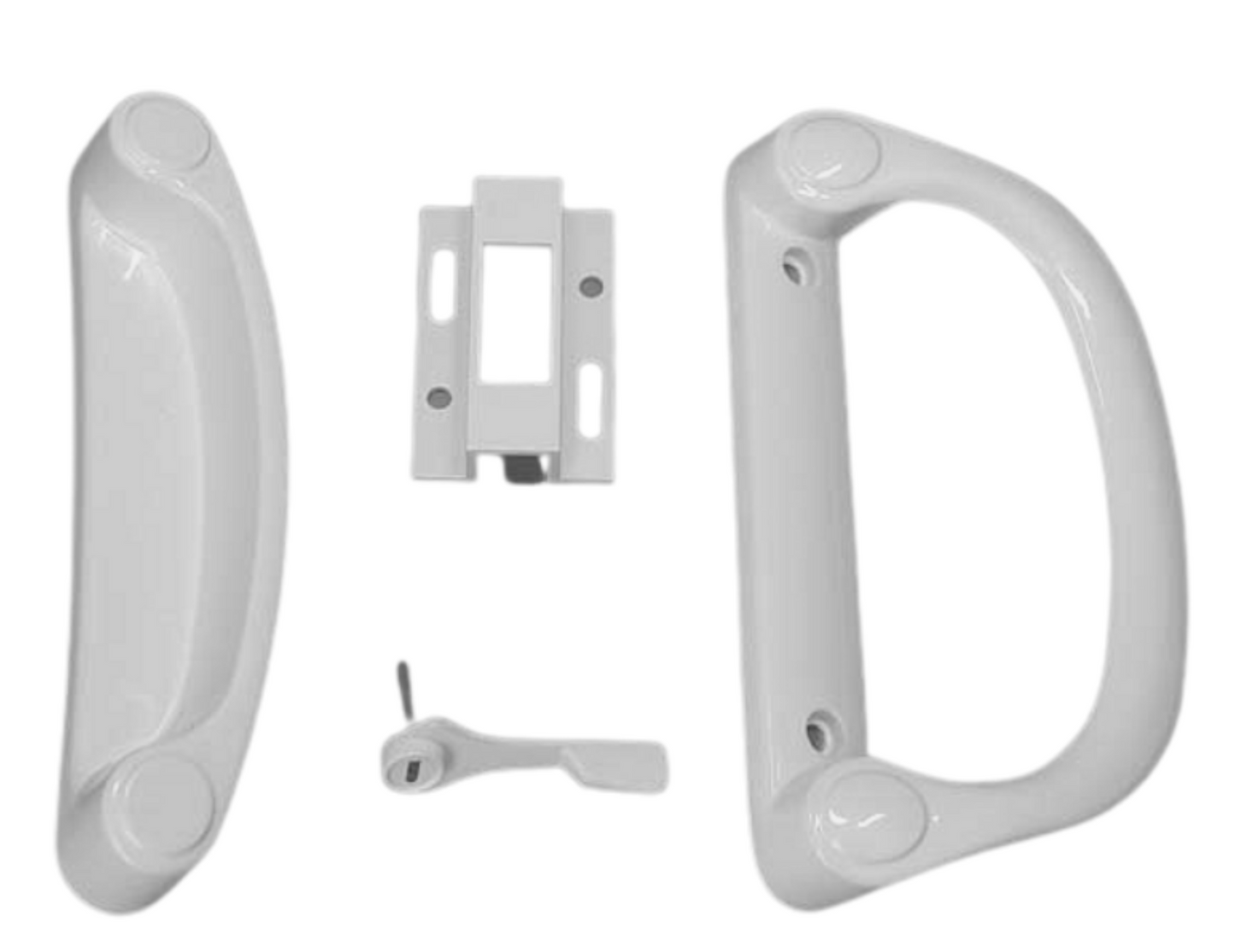 White Siding Patio Door Handle Kit | Handle Replacement for Sliding Glass Door Repair | Sliding Door Handle Kit with Keeper, Latch, and Screws (DH-508) - Garage and Sliding Door Hardware