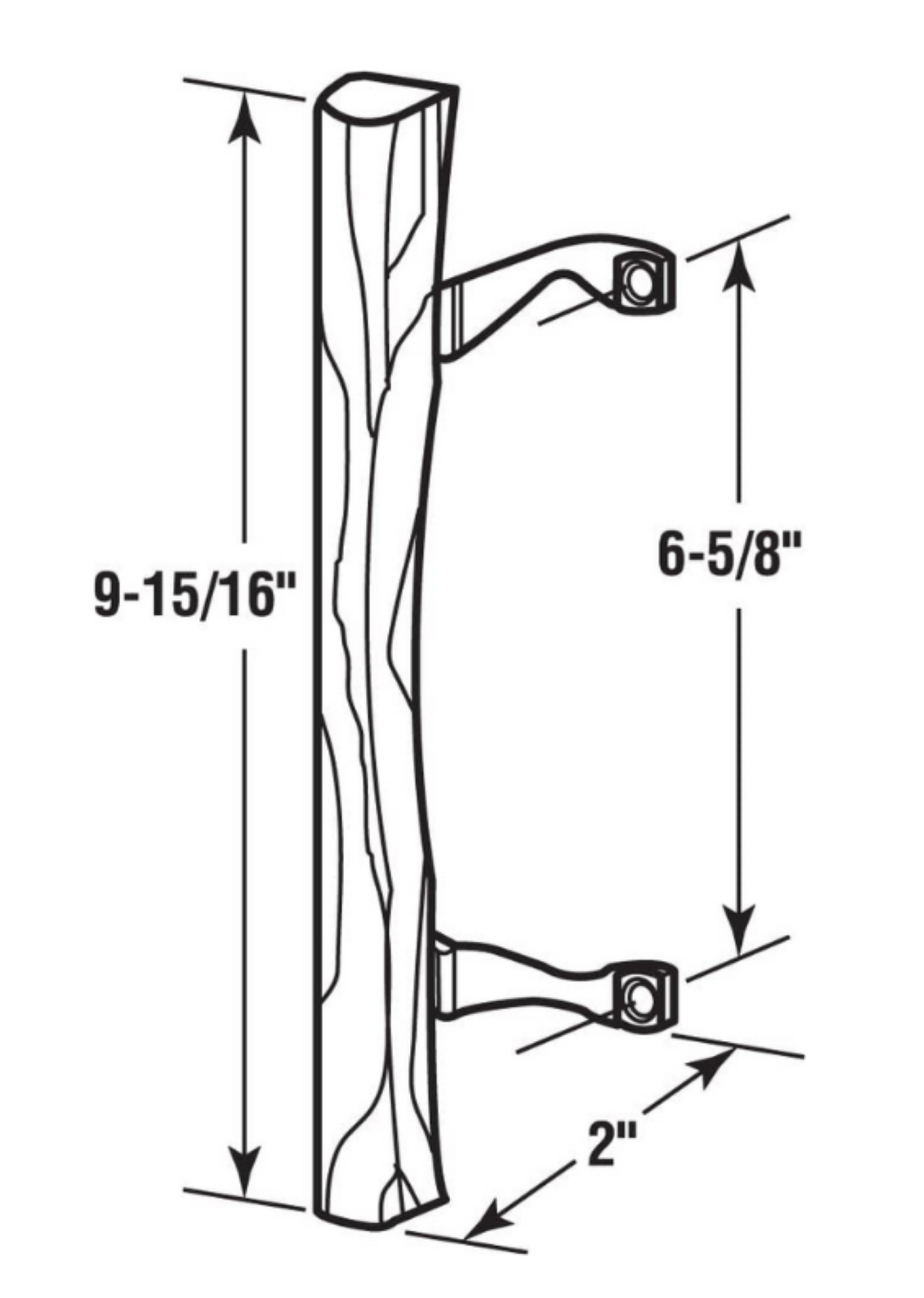 Patio Glass Door Wood Handle Set Replacement - Chrome with Wood Door Handle 10" with 6-5/8" hole spacing - Sliding Patio Glass Door Repair | Glass Door Handle Wood with Chrome Finish - Garage and Sliding Door Hardware