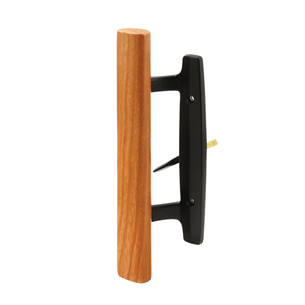 (DH-207-B) Wood Grip Pull Handle for Sliding Door, 3-15/16" Hole Space - Black - Garage and Sliding Door Hardware