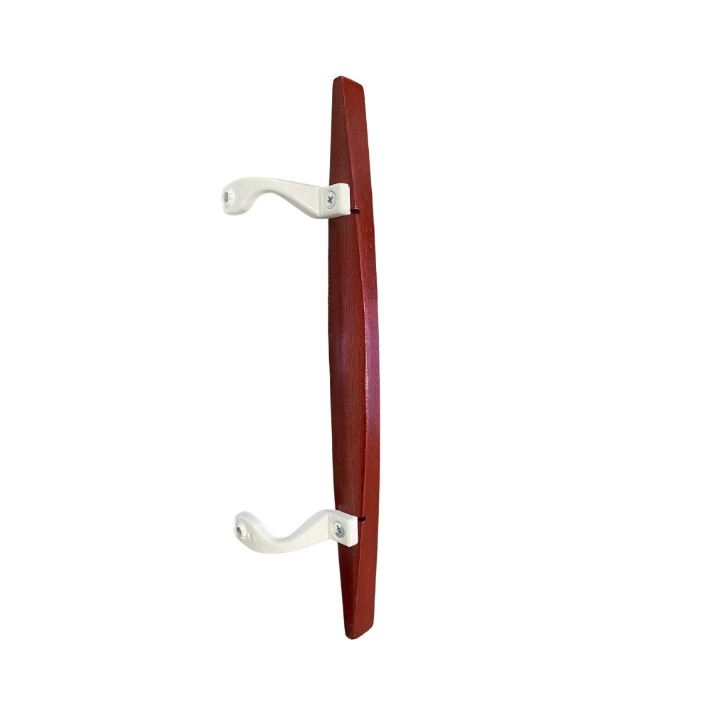 (DH-101-W) Canoe Style Wooden Handle for Sliding Doors, 6-5/8" Hole Space - White - Garage and Sliding Door Hardware