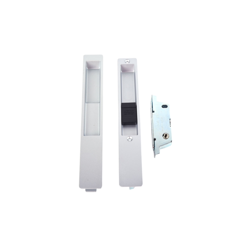 (DH-391-M-W) Adams Rite Flush Mount Handle With Mortise Lock, White - Garage and Sliding Door Hardware