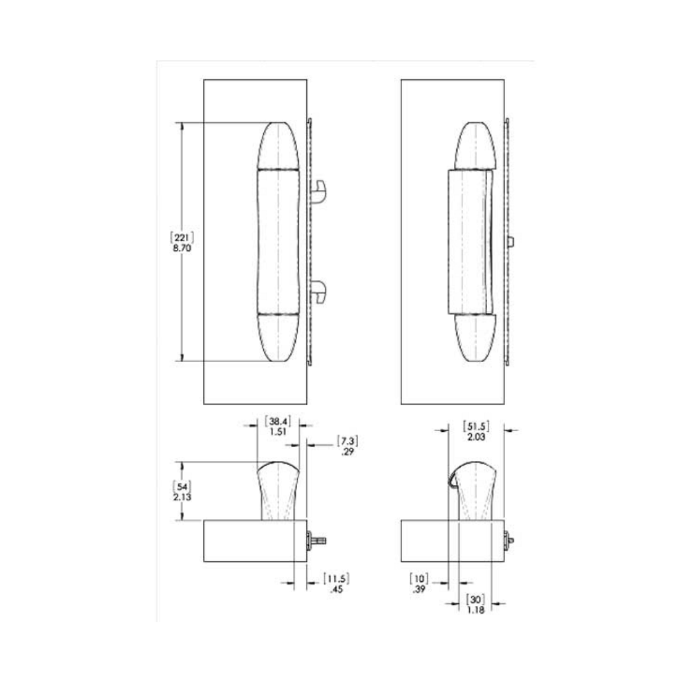 8.7" Interlock Intuition Sliding Glass Door Handle Kit Replacement - Garage and Sliding Door Hardware