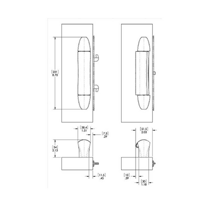 8.7" Interlock Intuition Sliding Glass Door Handle Kit Replacement - Garage and Sliding Door Hardware