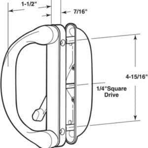 Involute Sliding Patio Door Handle Set - Handle Replacement Set for Patio Glass Screen Door Repair | Sliding Door Pull Handle Set Fits 4-15/16" Hole Spacing - Garage and Sliding Door Hardware