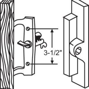 surface internal replacement metal handle sliding patio internal door latch set, 3 1/2 inch hole dh 106x