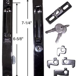 flush mount single keyed lock set for sliding doors, 6 5/8" hole space dl 501 with key