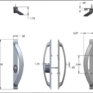11" sliding patio door handle white w/ keyed lock 3 15/16" hole spacing dh 741 white with key