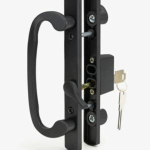 sliding door handle set, sash controls 2265, keyed lock, mortise type, fits 3 15/16" screw holes, offset latch (dh 211 offset withkey)