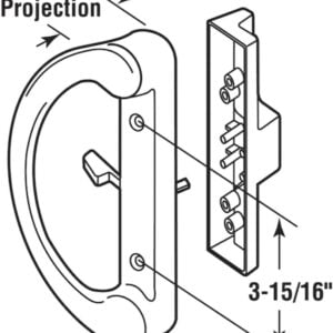 (dh 212 b) d grip with lever handle for sliding doors, 3 15/16" hole space black