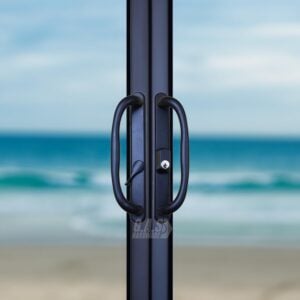 truth sliding patio door handle set, 3 15/16" hole spacing, offset latch w/ key dh 341 offset with key