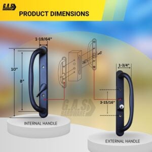 truth sliding patio door handle set, 3 15/16" hole spacing, offset latch w/ key dh 341 offset with key