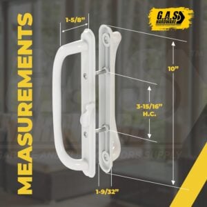 (dh 341 white) truth sliding door handle set, off set latch, no key, 3 15/16" hole space white