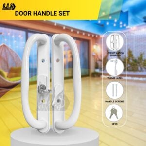 truth sliding patio door handle set, 3 15/16" hole spacing, offset latch w/ key dh 341 offset with key