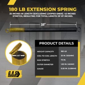 garage door extension springs for 180 lb. door weight gold (pair)