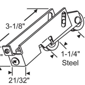 1 1/4 in., steel ball bearing, c tab, sliding door tandem roller assembly (dr 261)