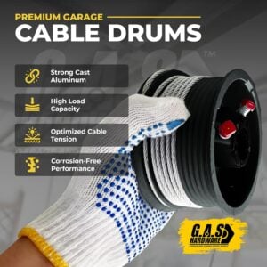 black series cable drums for garage doors up to 12' door, large lift