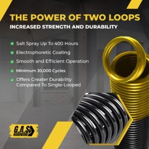 garage door extension springs for 180 lb. door weight gold (pair)