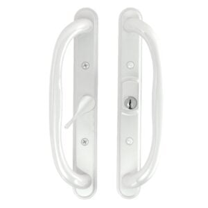 10" sliding patio handle set w/ keys, 3 15/16" hole spacing, fits 1 1/4" to 2 1/4" door thickness