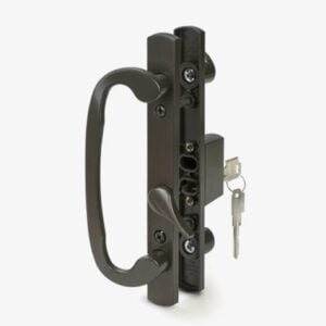 sliding door handle set, sash controls 2265, keyed lock, mortise type, fits 3 15/16" screw holes, offset latch (dh 211 offset withkey)