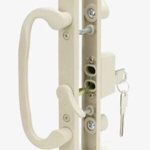 sliding door handle set, sash controls 2265, keyed lock, mortise type, fits 3 15/16" screw holes, offset latch (dh 211 offset withkey)