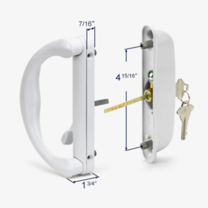 sliding patio glass door keyed mortise style handle set + 4 15/16" hole spacing for doors up to 1 3/8" thick