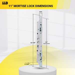11 3/4"amesburytruth multi point mortise lock, w/ 11" hole spacing, stainless steel (dl 452 ss)