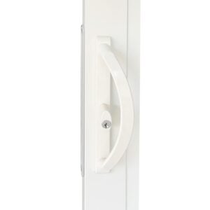 11" sliding patio door handle white w/ keyed lock 3 15/16" hole spacing dh 741 white with key